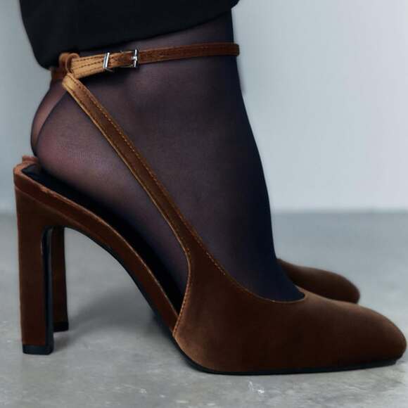 ZARA Rounded Toe Velvet Heels – Ocher – Size 8 – NWT - Picture 8 of 14